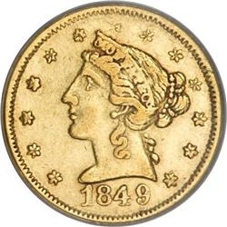 1849 $5 Moffat & Co. Five Dollar AU50 PCGS