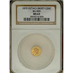 1870 50C Liberty Octagonal 50 Cents, BG-909,