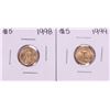 Image 1 : Lot of 1998-1999 $5 American Gold Eagle Coins