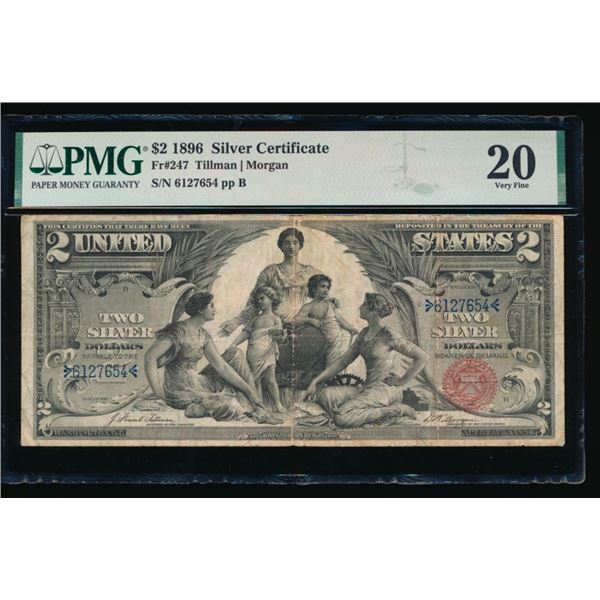 1896 $2 Educational Silver Cert PMG 20