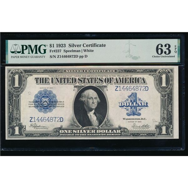 1923 $1 Silver Certificate PMG 63EPQ