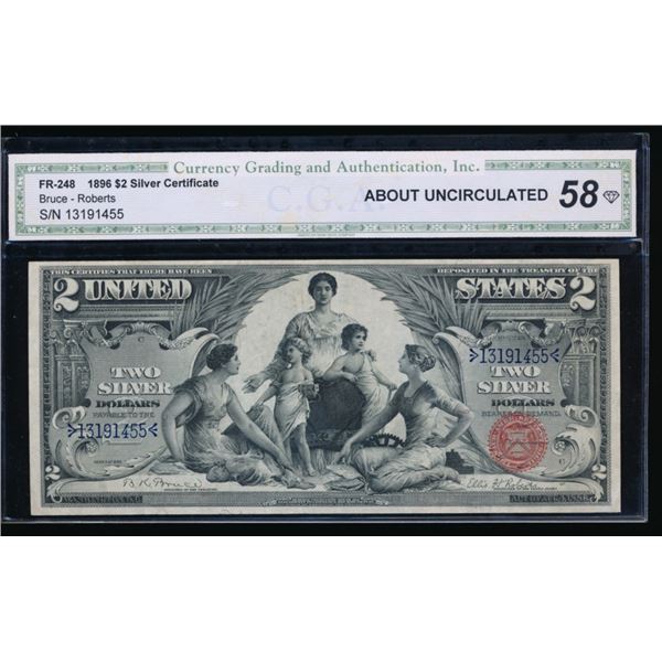 1896 $2 Educational Silver Certificate CGA 58
