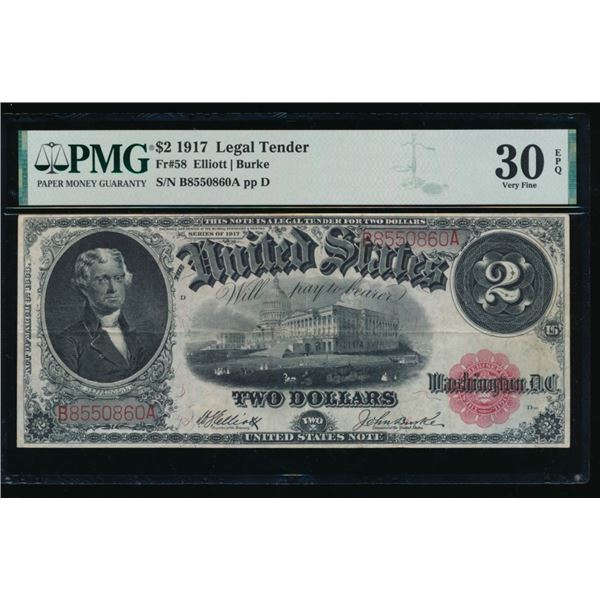 1917 $2 Legal Tender Note PMG 30EPQ