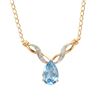 Image 1 : Plated 18KT Yellow Gold 4.75ctw Blue Topaz and Diamond Pendant with Chain