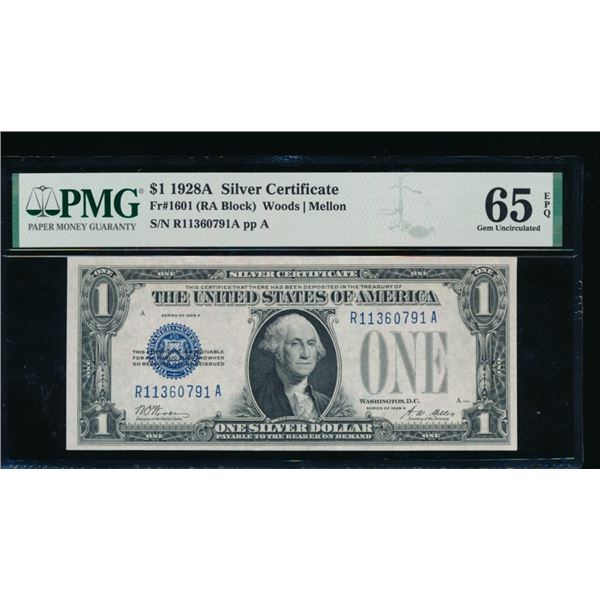 1928A $1 Silver Certificate PMG 65EPQ