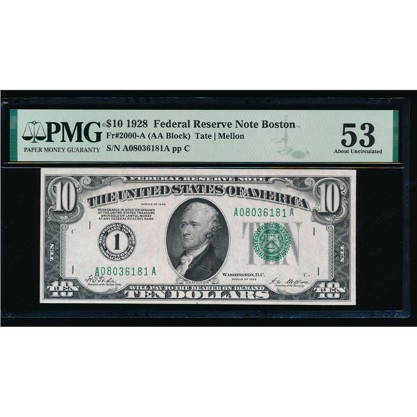 1928 $10 Boston FRN PMG 53