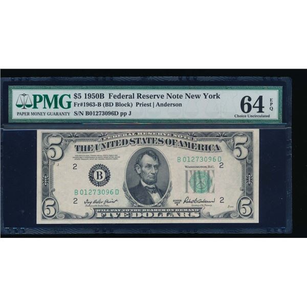 1950B $5 New York FRN PMG 64EPQ