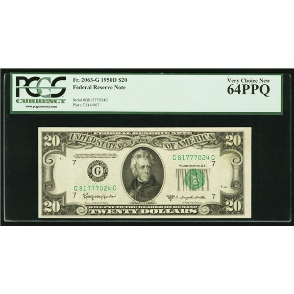 1950D $20 Chicago FRN PCGS 64PPQ