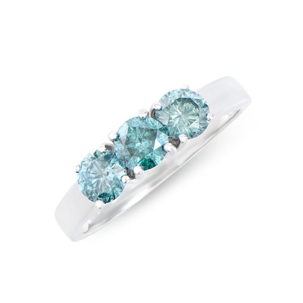 14KT White Gold 1.26ctw Blue Diamond Ring