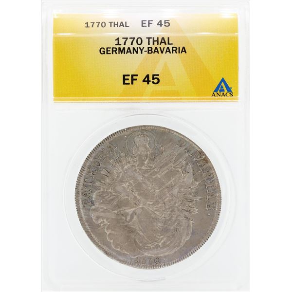 1770 Thal Germany Bavaria Coin ANACS EF45