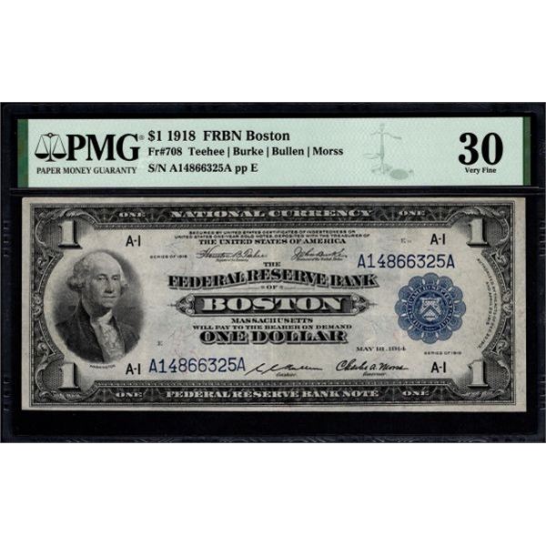 1918 $1 Boston FRBN PMG 30