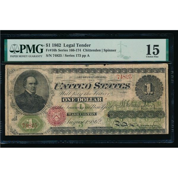 1862 $1 Legal Tender Note PMG 15