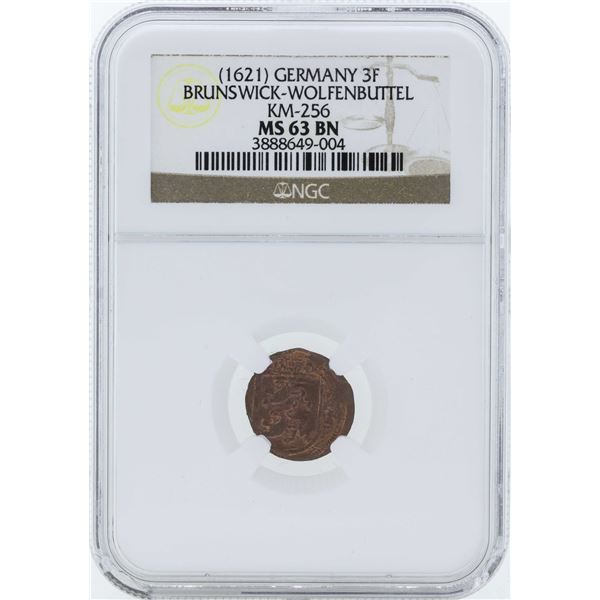 1621 Germany 3F Brunswick-Wolfenbuttel KM-256 Coin NGC MS63BN