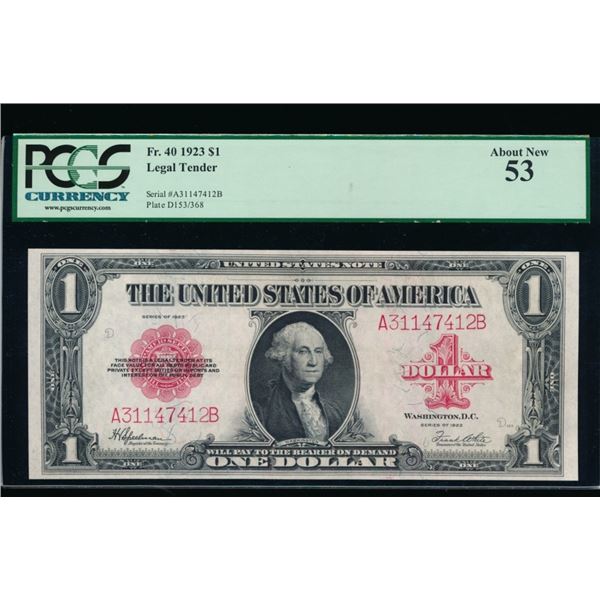 1923 $1 Legal Tender Note PCGS 53