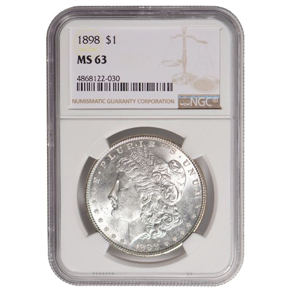 1898 $1 Morgan Silver Dollar NGC MS63