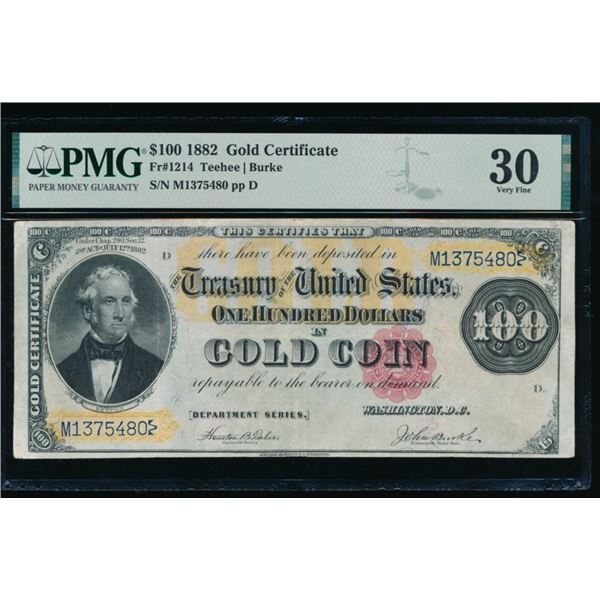 1882 $100 Gold Certificate PMG 30