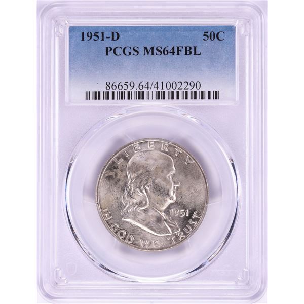 1951-D Franklin Half Dollar Coin PCGS MS64FBL