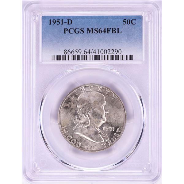 1951-D Franklin Half Dollar Coin PCGS MS64FBL