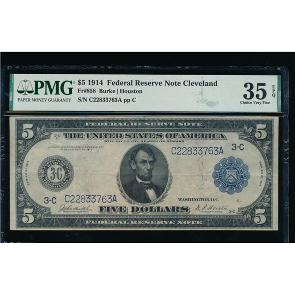 1914 $5 Cleveland FRN PMG 35EPQ