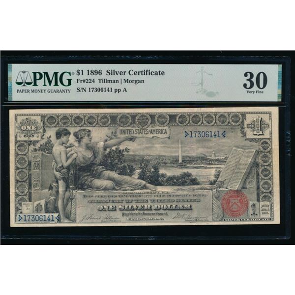 1896 $1 Educational Silver Cert PMG 30
