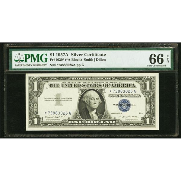1957A $1 STAR Silver Certificate PMG 66EPQ