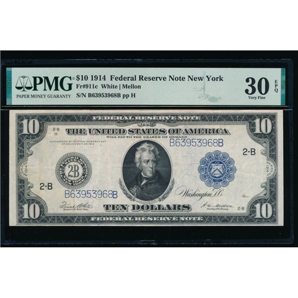 1914 $10 New York FRN PMG 30EPQ