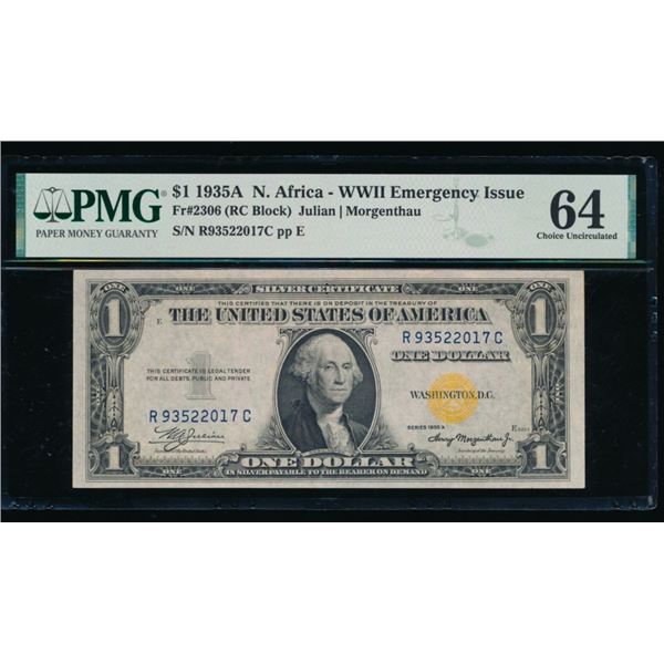 1935A $1 N Africa Silver Cert PMG 64