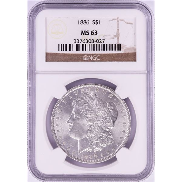 1886 $1 Morgan Silver Dollar Coin NGC MS63