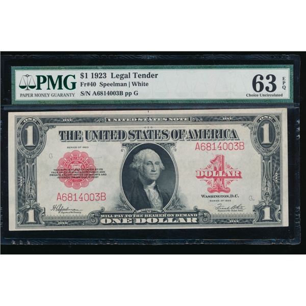 1923 $1 Legal Tender Note PMG 63EPQ