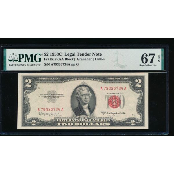 1953C $2 Legal Tender Note PMG 67EPQ