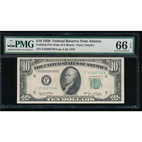 1950 $10 Atlanta FRN PMG 66EPQ