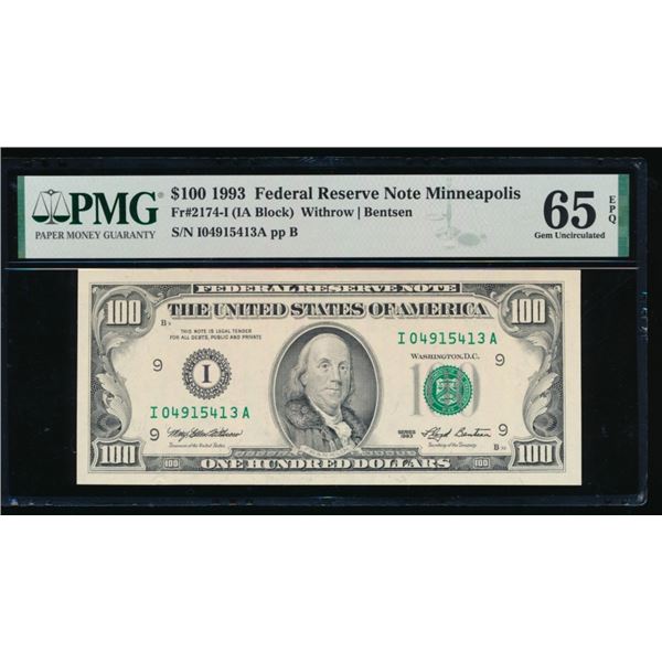 1993 $100 Minneapolis FRN PMG 65EPQ