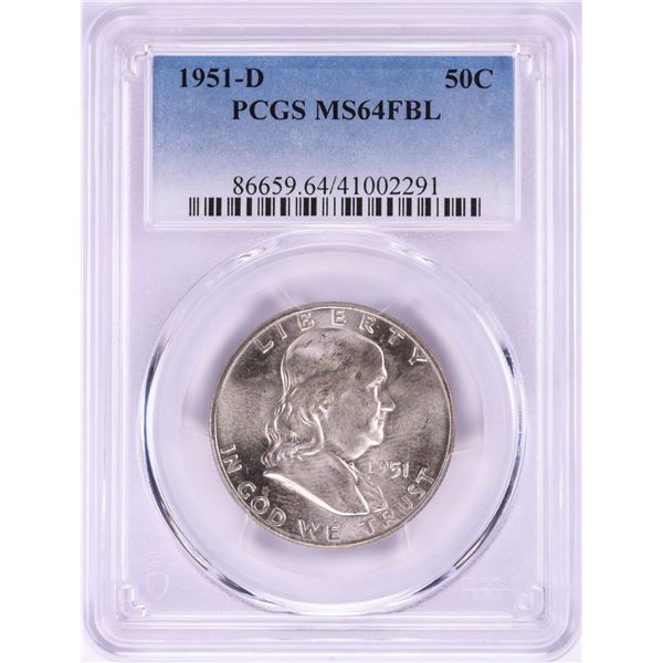 1951-D Franklin Half Dollar Coin PCGS MS64FBL