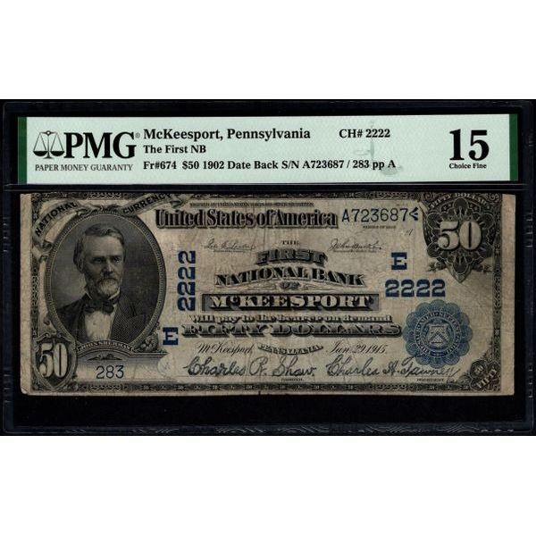 1902 $50 McKeesport PA PMG 15