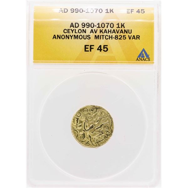 AD 990-1070 Ceylon AV Kahavanu Anonymous Mitch-825 1 Kreuzer Coin ANACS XF45