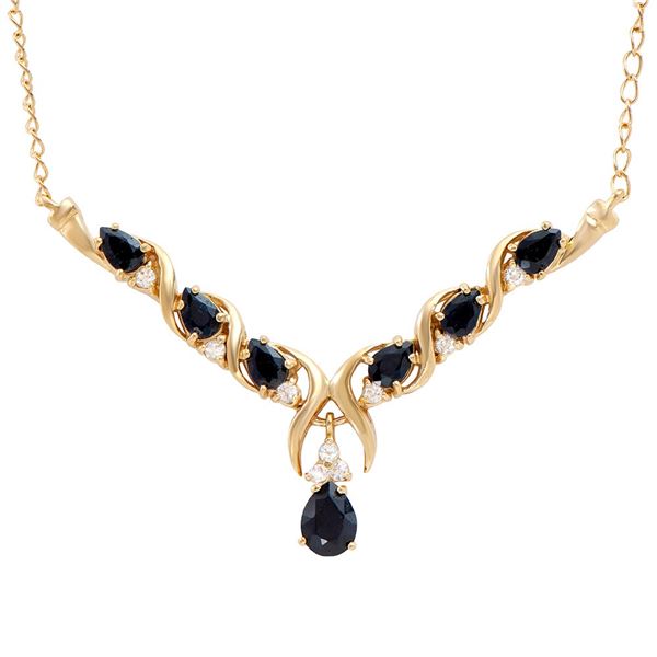 Plated 18KT Yellow Gold 4.50ctw Black Sapphire and White Topaz Pendant with Chain