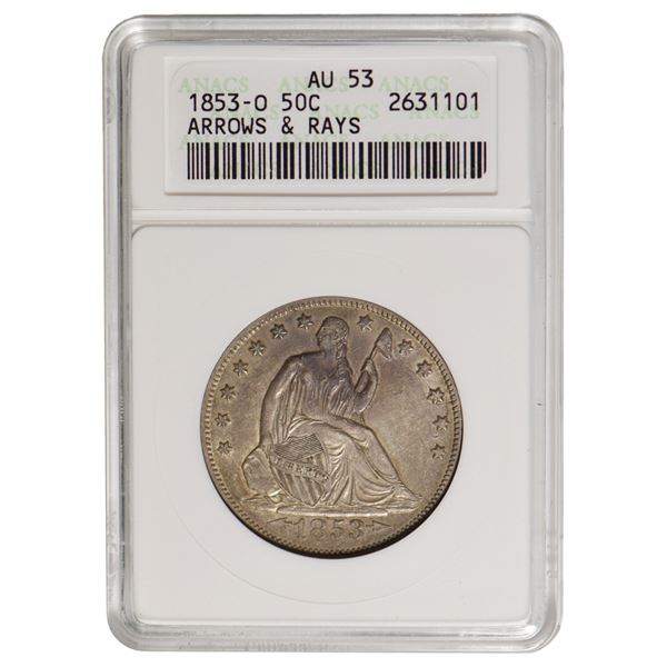 1853-O Seated Liberty Half Dollar ANACS AU53