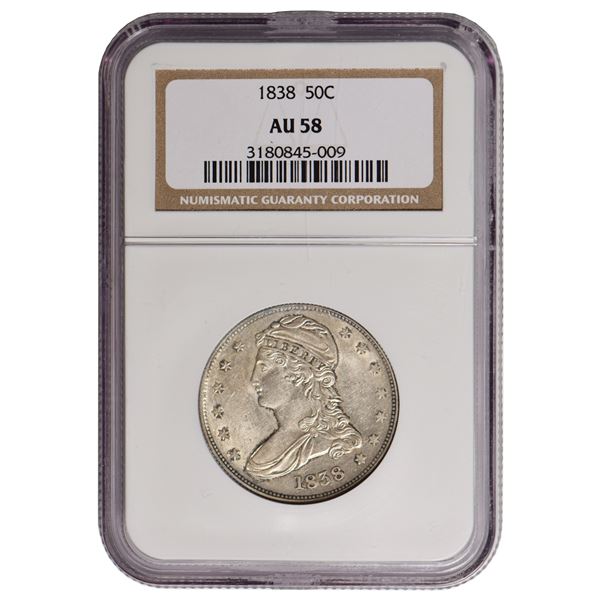1838 Capped Bust Half Dollar NGC AU58