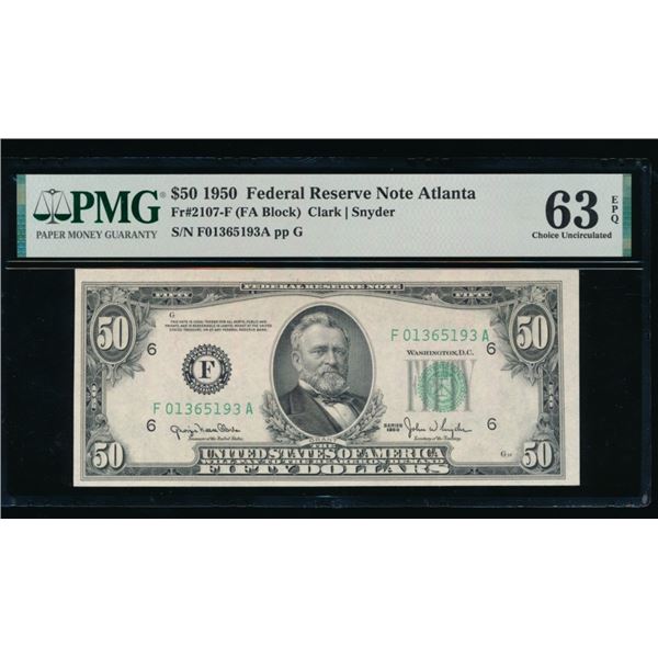 1950 $50 Atlanta FRN PMG 63EPQ