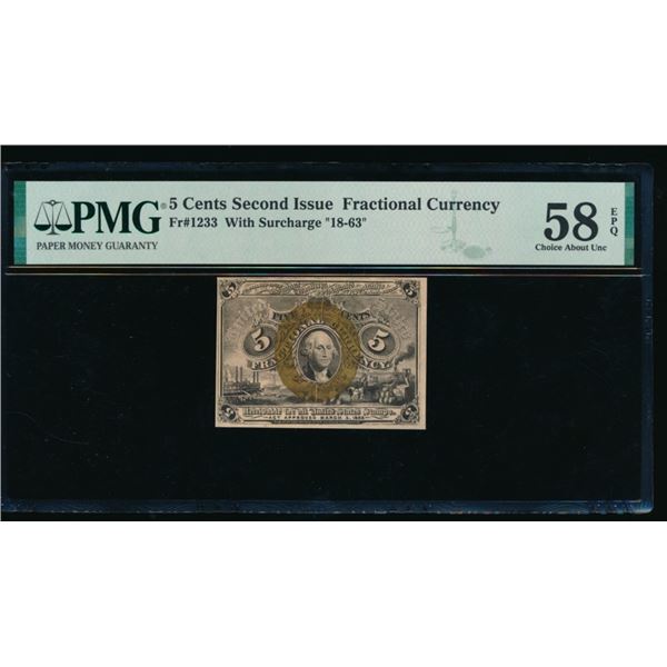 5 Cent Second Issue Fractional PMG 58EPQ