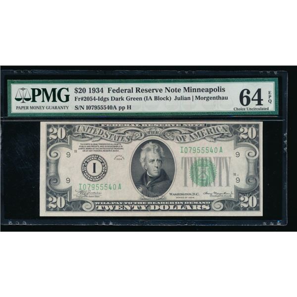 1934 $20 Minneapolis FRN PMG 64EPQ