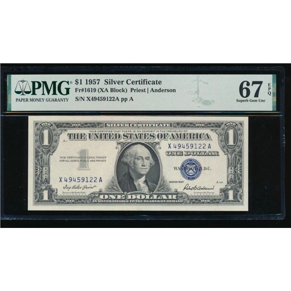 1957 $1 Silver Certificate PMG 67EPQ