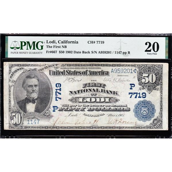 1902 $50 Lodi CA National PMG 20