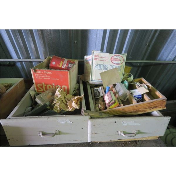 2 Drawers of Misc. Items Including Rafter Hangers and Bolts