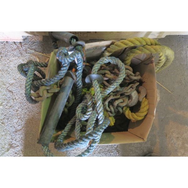 Box of Misc. Chain and Rope