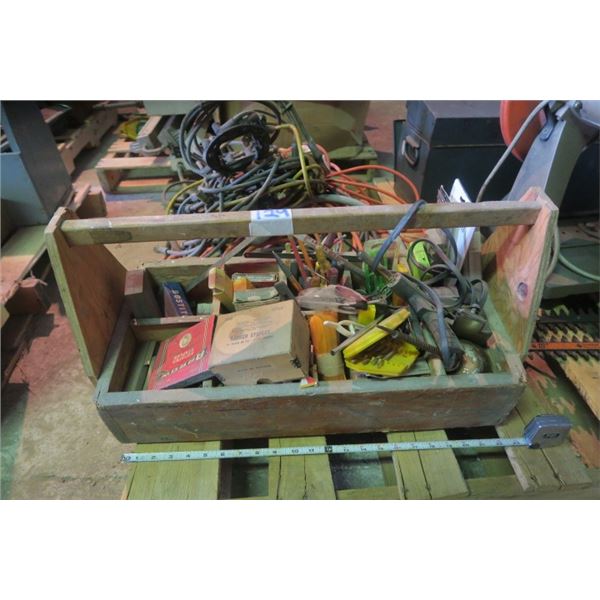 Small Wooden Toolbox Including Content