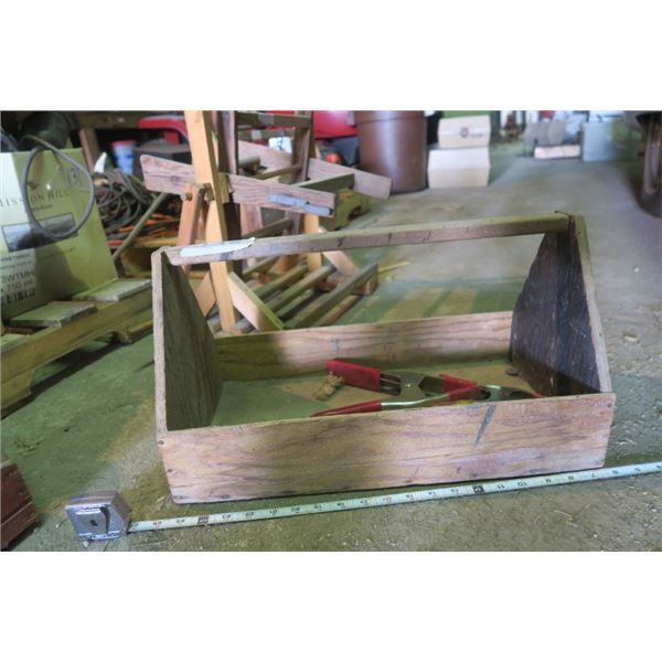 Small Wooden Toolbox With 2 Clamps