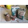 Image 1 : Vintage Oil Set, 2 Vintage Oil Cans, 2 Oilers and Snowmobile Motor Oil