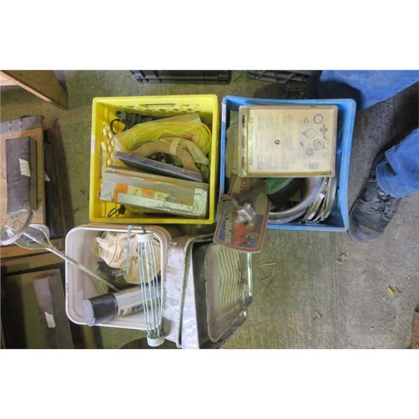 3 Milk Crate of Misc. Items, Including Painting Supplies