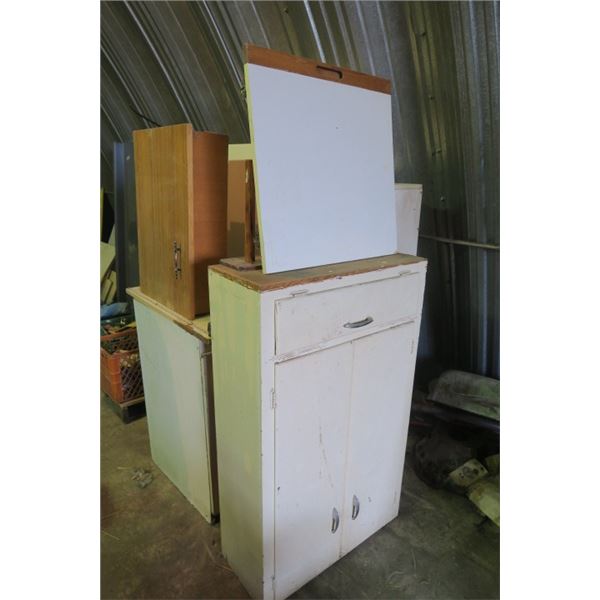Lot of Vintage Cabinets Great for Tool Storage